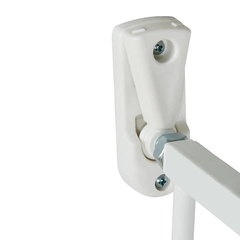 Close-up of wall mounting hardware from Extending XL Tall And Wide Hardware Mounted Baby Gate For Stairs Hallways And Doors Adjustable