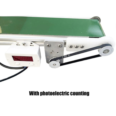 Plug And Play Mini Electric Belt Conveyor For Desktop Use With PVC Belt, 50 Or 70 Cm Length, Compact Production Line Conveyor
