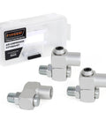 Three Piece 360 Degree Swivel Air Hose Connectors Kit With One Quarter Inch NPT Male And Female Threads Aluminum Air Fittings