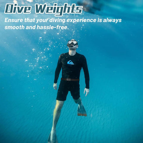 Person freediving in saltwater wearing 4 Pcs 1.1 Lb Scuba Weight Belt With Metal Block Buckle Coated Dive Weights Nylon Belt
