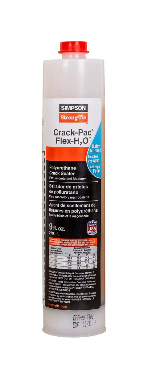 Front view of 9 oz Flex-H20 Polyurethane Crack Sealer Injects Deep Into Concrete and Masonry Cracks from Tiny to Quarter Inch