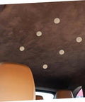 Car interior ceiling with installed 10 Piece Car Roof Repair Kit With Snap Rivets And Upholstery Glue for headliner buttons.