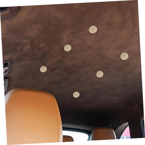Car interior ceiling with installed 10 Piece Car Roof Repair Kit With Snap Rivets And Upholstery Glue for headliner buttons.
