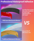 Comparison of VHB foam waterproof adhesive vs traditional adhesive for 50ft RGB LED strip lights with music sync remote control.