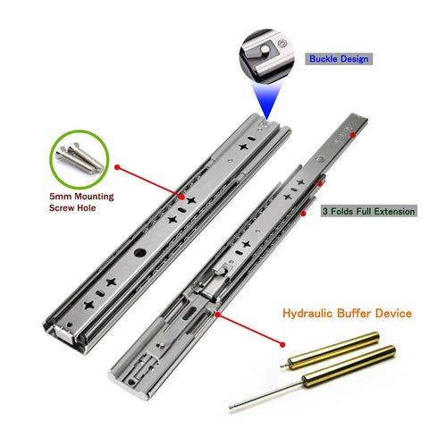 Soft Close Drawer Slides 30 Inch Heavy Duty Self Closing Cabinet Drawer Runners With 3 Fold Full Extension Ball Bearing Slides Detachable