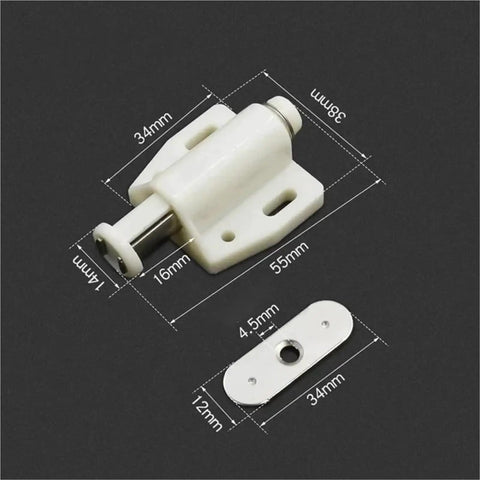 16 Pieces Magnetic Push To Open Cabinet Latches with dimensions for Easy Breezy Wardrobe Doors Rebound Magnet with Strong Hold