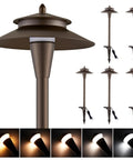 Low Voltage Landscape Lighting Kit 12V LED Pathway Lights With Five Color Options 5W Per Light Bronze Finish Modern Super Bright Outdoor