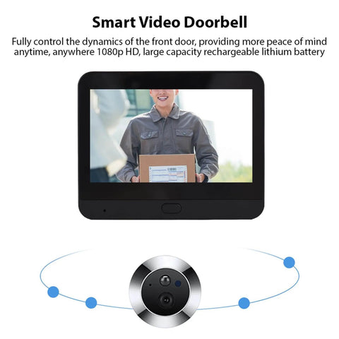 Smart Video Doorbell Camera With 4.3 Inch Display, 1080P HD Video, WiFi Door Peephole Viewer, Tuya App Compatible, screen showing person