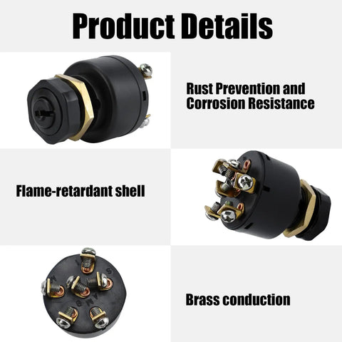 Push To Choke Boat Ignition Starter Switch With Key For Inboard And Outboard Marine Engines 50 11651 Replacement shown details