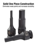 Impact Hex Driver Set 13-Piece 3/8 Inch Drive SAE And Metric CR-MO steel pieces close-up, showcasing solid construction.