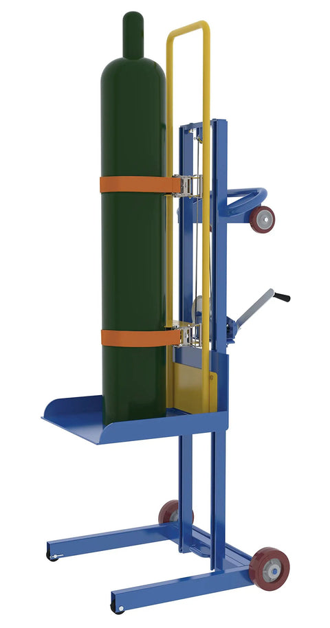 Beefed Up Heavy Duty Gas Cylinder Lifter 500 Lb Capacity Steel Hand Crank Lift With Smooth Rolling And Safety Straps For Easy Loading