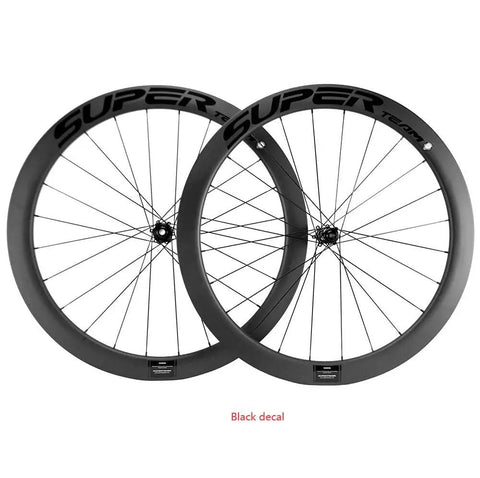 High-Performance 50mm Carbon Fiber Disc Brake Wheelset For Road Bikes, 700c Clincher With UD Matte Finish And Black Decals
