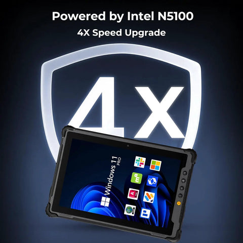 Built Like A Tank Rugged Tablet Running Windows 11 Pro with Intel N5100, 10.1 inch screen, 4X speed upgrade.