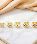 Five Piece Gold Ball Stud Earrings Set For Women Including 3mm 4mm 5mm 6mm And 7mm Sizes, 14K Gold Plated With 316L Steel Pins, Super Versatile Everyday Earrings, five pairs arranged by size