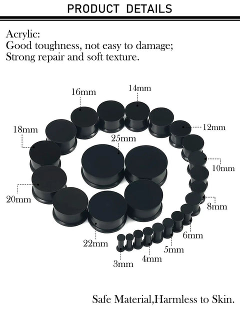 Soft Silicone Ear Gauge Kit 13 Pairs 26 Pieces From 3mm To 25mm Flexible Tunnels Plugs Set acrylic details and sizes