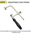 German Style Jeweler's Saw Frame With 144 Assorted Blades Adjustable Tension Great For Woodworking Jewelry Making Crafting And Hobby Projects Provides Versatile Cutting For Small Details And Fine Artwork adjustable frame visible against white background
