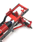 Close-up of Heavy Duty Metal RC Car Chassis Frame Upgrade Kit for MN D90 D91 D96 D98 99s Crawler Trucks Red showing components