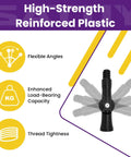 3 Pack Universal Joint Angle Adapters For Telescoping Extension Poles, Rotatable 270 Degree Rotation, American Thread, Pro Grade Gear, Pole Fits For Duster, Cleaning, Painting And More, black reinforced plastic