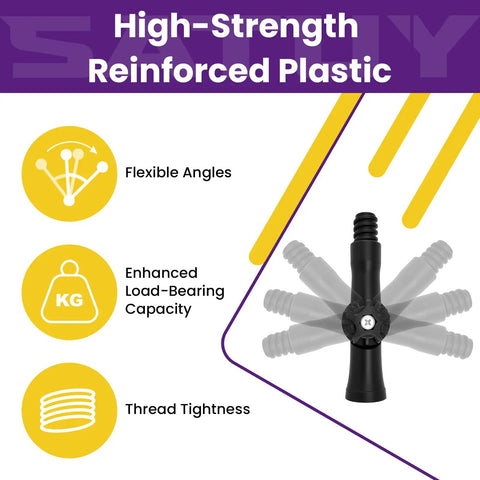 3 Pack Universal Joint Angle Adapters For Telescoping Extension Poles, Rotatable 270 Degree Rotation, American Thread, Pro Grade Gear, Pole Fits For Duster, Cleaning, Painting And More, black reinforced plastic