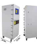 Heavy Duty Mobile Pulse Jet Dust Collector With Two Cartridges For Laser Cutting Grinding And CNC Metal Dust Collection, 2200 Cubic Meters Per Hour Airflow, 99.8 Percent Filtration, 2.2 kW Motor, 220V, showing dimensions