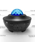 Star Galaxy Projector 3 In 1 Night Light with App and Remote Bluetooth Speaker controls and features view.