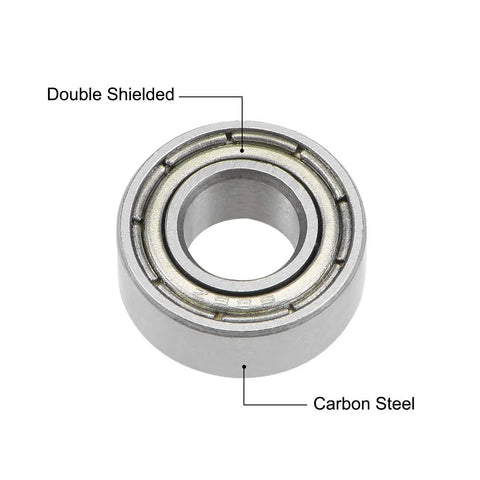 686ZZ deep groove ball bearing, 6x13x5 mm, double shielded carbon steel