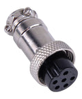 Close-up of a single plug from the Five Pack Six Pin Ham CB Radio Microphone Cable Plug Set For Magnum DeltaForce RCI Transceivers Durable Mic Cable Extensions For Clear Hands Free Audio.