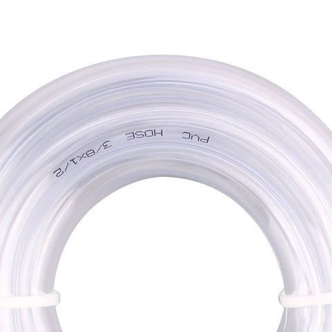Clear vinyl tubing, PVC, 3/8 in ID, 1/2 in OD, 10 ft length, coiled