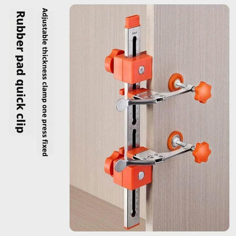 Drawer Slide Jig With Toggle Clamp And Magnetic Arm, Precision Cabinet Drawer Jig Tool With Laser Engraved Dual Scale Mark installed