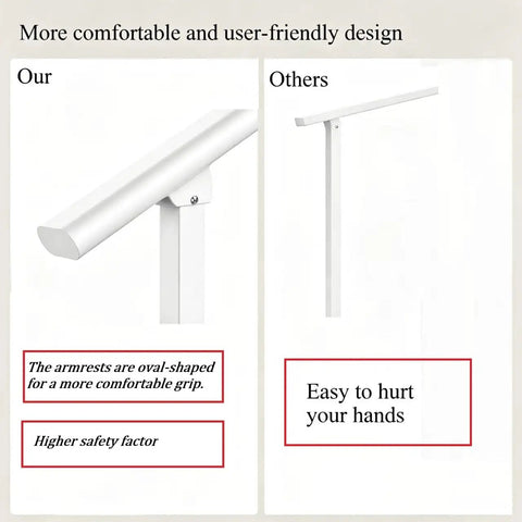 Comparison of Sturdy Outdoor And Indoor Stair Handrail Kit For 1 To 2 Steps with another handrail; highlights comfort and safety
