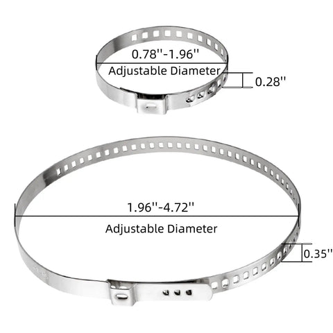 36 Pack CV Boot Clamps Kit With 304 Stainless Steel Crimp Bands And Adjustable Ear Design, sizes shown.