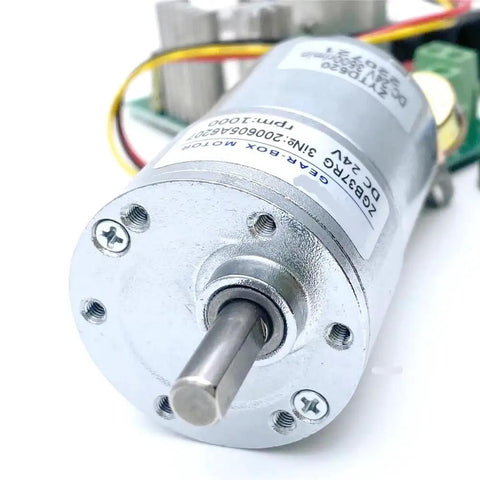 Cool 37Mm Dc Reduction Gear Motor With High Torque For Robotics And Automation Projects That Runs Smoothly On 12 Or 24 Volts And Does Both Clockwise And Counter Clockwise Spins Super Efficiently, showing motor housing.