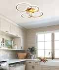 Modern 76W LED Chandelier Four Ring Flush Mount Ceiling Light installed in kitchen for soft ambient lighting.