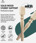 Chunky Farmhouse Wood Table Legs Set Of 4 Three Point Five Inch Square Unfinished Turned Solid Wood Replacement Legs with sturdy support design
