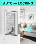 Keypad Deadbolt Entry Set With Handle In Satin Nickel, Keyless Entry For Up To 50 Codes, Auto Lock, Easy Installation