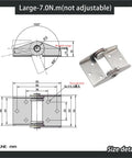 304 stainless steel torque-damping cabinet hinge, large 7.0 N·m, non-adjustable, 1 pc