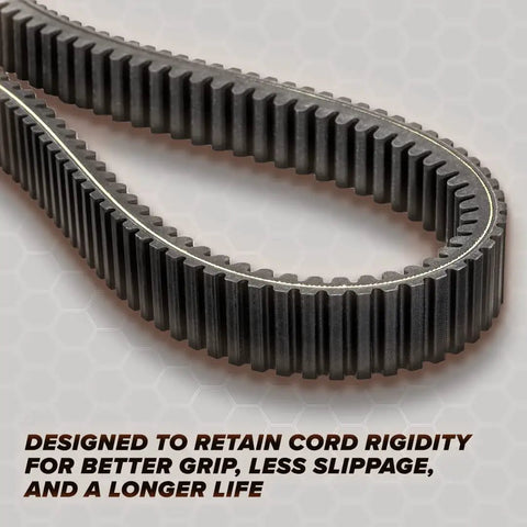 Close-up of Beefed Up Heavy Duty CVT Drive Belt for Teryx UTVs 2016 and up built for high temps and extreme abuse with aramid fiber cord.