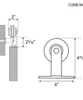 Technical diagram of Top Mount Sliding Barn Door Hardware Kit For 6 Ft Doors Complete Set With 36 Inch Wide Panel Fit
