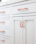 Six Pack Brushed Copper Cabinet Pulls Zinc Alloy Drawer Handles 7.56 Inch Center To Center Modern Kitchen Dresser Hardware