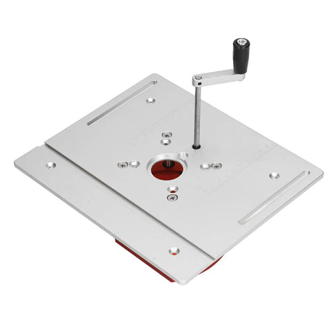 Heavy Duty Router Table Manual Lift System With Precision Cast Aluminum Base Plate And Rust Proof Stainless Steel Insert, top view
