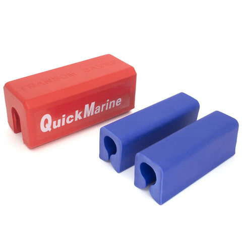 Transom Saver For Boats With Single Ram Outboard Motors And Two Piece Trailering Motor Locks In Rubber EPDM Red Keeps Transom Safe And Aligned