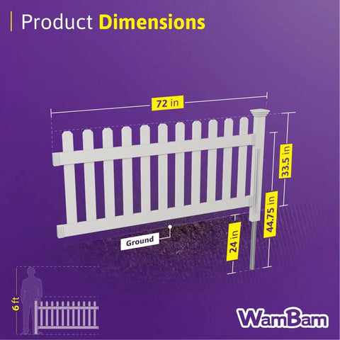No Dig White Vinyl Picket Fence Kit With A 3ft High By 6ft Wide Panel And Post Easy Install Outdoor Fence For Backyard Or Patio