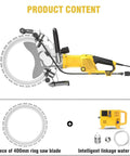 Professional Grade Job Site Ready 5000 Watt Electric Ring Saw featuring 400mm blade and water pump for masonry projects.