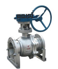 Industrial Grade Cast Steel Flange Ball Valve For Natural Gas Piping Top Shelf Turbine Build Handles Dn50 To Dn300 Sizes side view with blue handle.