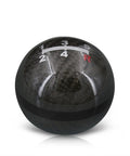 Premium Two Inch Round Ball Manual Shifter Knob With M10x1.5 Threads And Clean Carbon Black Trim top view carbon shift knob