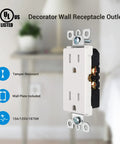Decorator Receptacle Outlet 20 Pack Standard Wall Outlets 15 Amp 125 Volt Tamper Resistant With Wall Plates Included UL Listed
