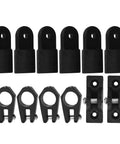 Heavy Duty 12 Piece Boat Deck Hinge Jaw Slide Eye End Cap Kit For Marine Yacht Bimini Top 7/8 Inch Black Nylon Pipe Tube Fitting Replacement Hardware Accessory Set, black nylon marine hinges and clamps