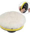 These 3 Inch Wool Buffing Pads Lock Right Onto Your Buffer In Seconds, soft polishing pad with yellow trim for auto detailing.