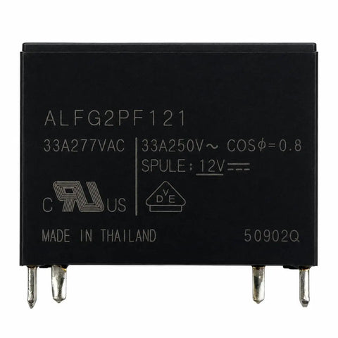 Heavy Duty 12V DC Coil Power Relay 33A SPST NO Four Pin Through Hole PCB Mount with clear labeling and secure pins.