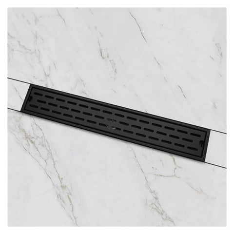 Smooth Operator Brushed Gold Invisible Floor Drain For Bath And Shower 60Cm Square Cover on marble floor with drain holes.